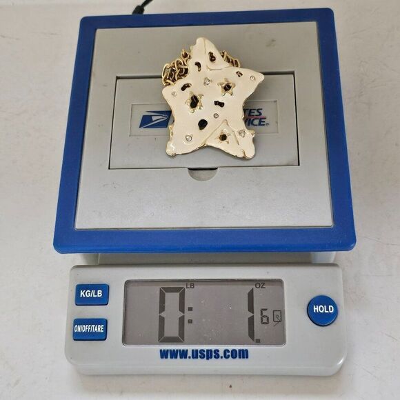 FO Fernando Originals Cream Enamel Star Pendant Necklace Abstract Haute Couture - Picture 12 of 15